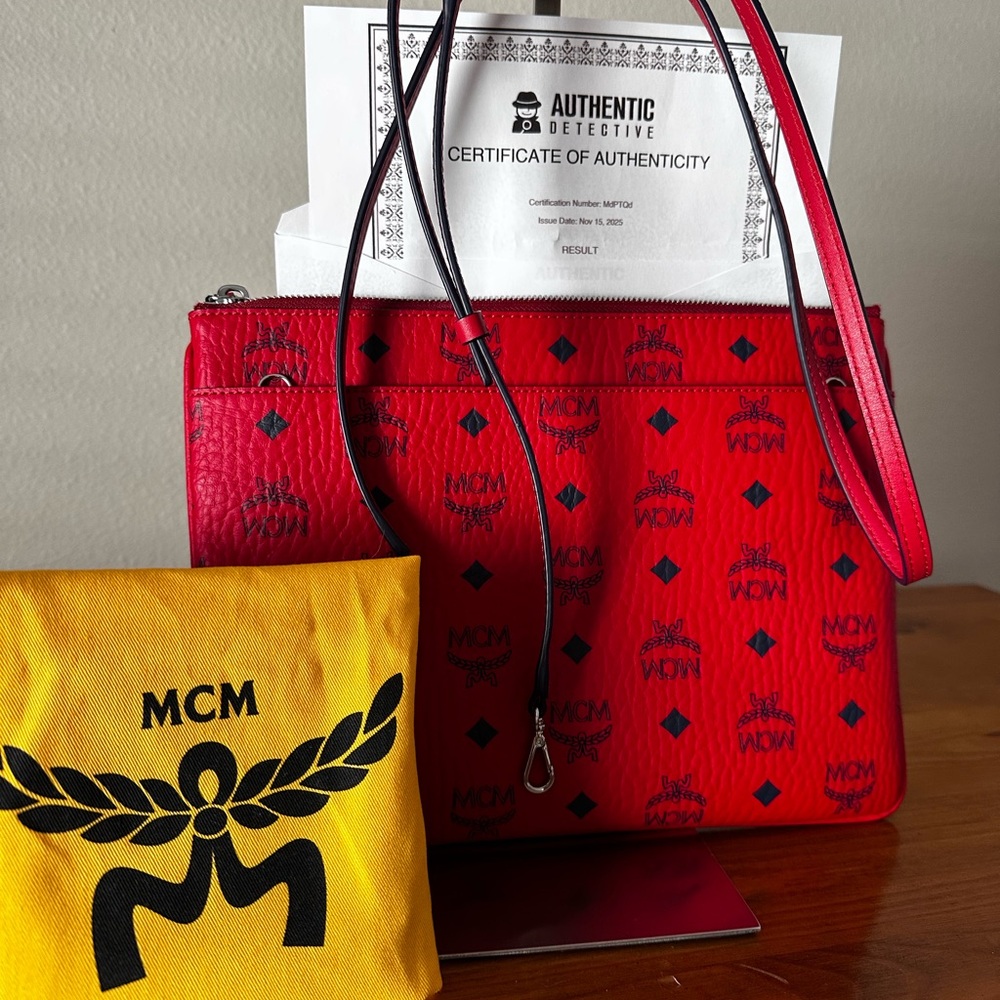 NWT MCM Candy Red Crossbody Bag with Authenticity
